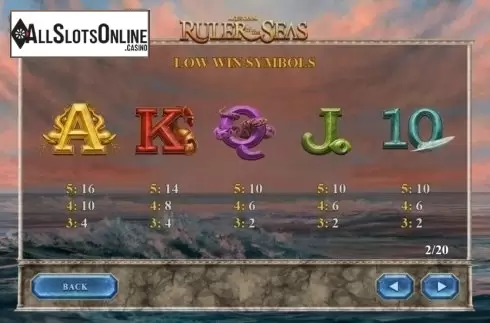 Paytable 2. Age of the Gods: Ruler of the Seas from Playtech Origins