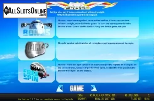 Paytable 2. Air Force HD from World Match