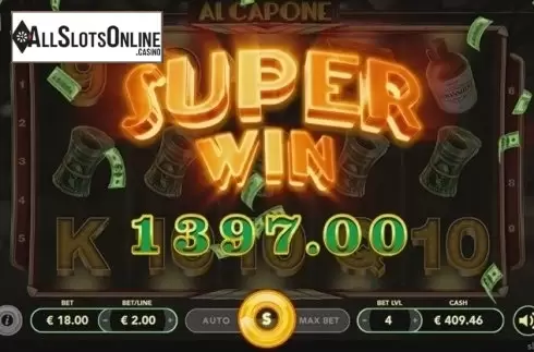 Big win screen. Al Capone from Slotmotion