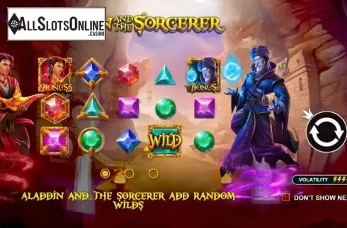 Start Screen. Aladdin and the Sorcerer from Pragmatic Play