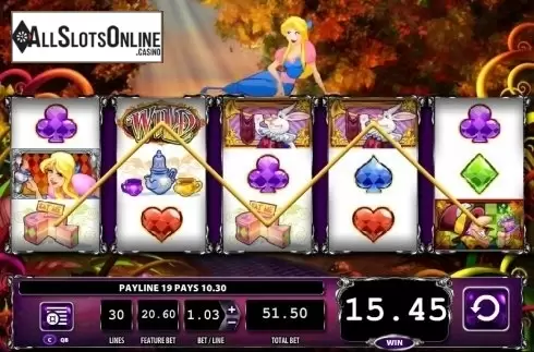 Wild Win screen. Alice & The Mad Tea Party from WMS