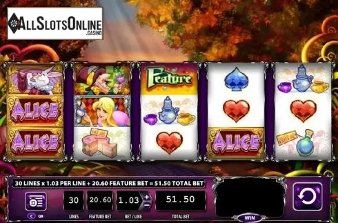 Reel screen. Alice & The Mad Tea Party from WMS