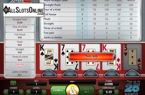 Game Screen. 100 Hand All American (NetEnt) from NetEnt