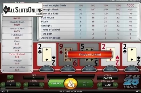 Game Screen. All American Double Up from NetEnt