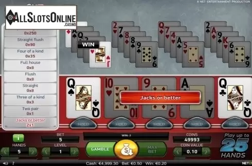 Game Screen. All American Double Up from NetEnt