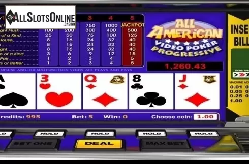 Game Screen 2. All American Poker (Betsoft) from Betsoft