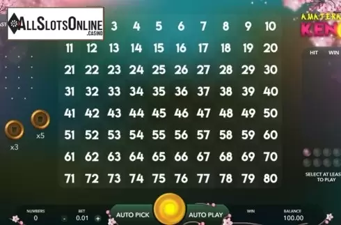 Game Screen 1. Amaterasu Keno from Mascot Gaming