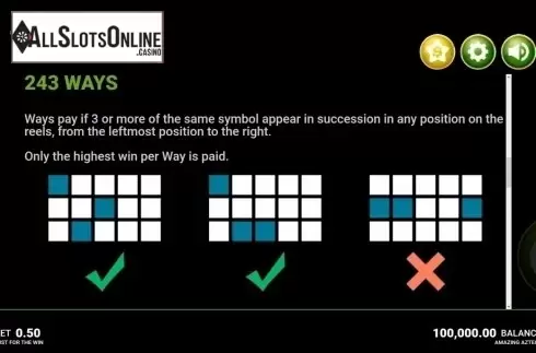 Paytable 2. Amazing Aztecs from JustForTheWin