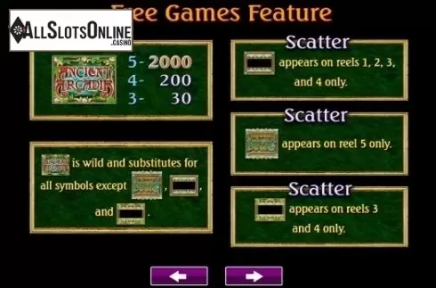 Paytable 1. Ancient Arcadia from High 5 Games