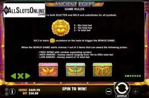 Paytable 2. Ancient Egypt (Pragmatic) from Pragmatic Play