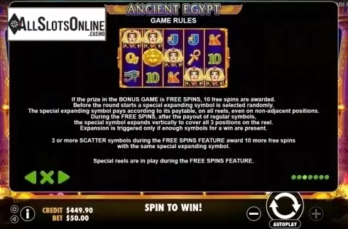 Paytable 3. Ancient Egypt (Pragmatic) from Pragmatic Play
