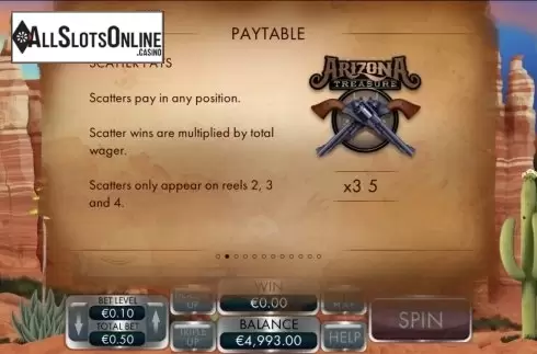 Paytable Scatter symbol. Arizona Treasure from Genesis