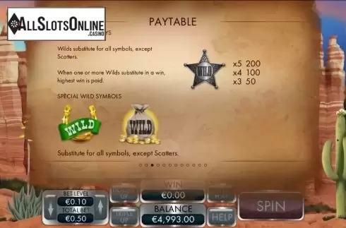 Paytable Wild. Arizona Treasure from Genesis