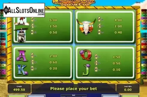 Paytable 2. Armadillo Artie from Greentube