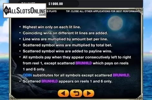 Paytable 2. Asgard (GMW) from GMW