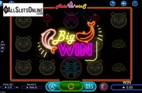 Big Win screen. Asia Wins from Booming Games