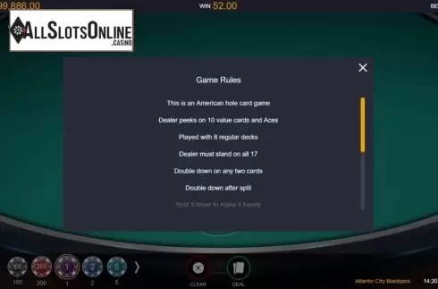 Game Rules 1. Atlantic City Blackjack (Switch Studios) from Switch Studios