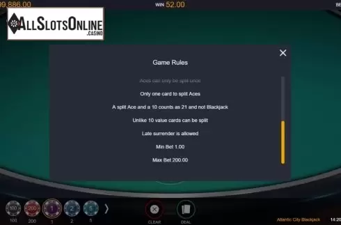 Game Rules 2. Atlantic City Blackjack (Switch Studios) from Switch Studios