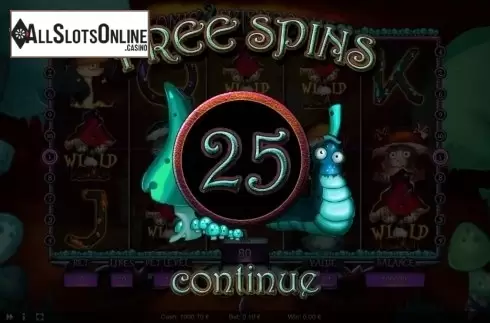 Free Spins screen. Atomic Mushrooms from Thunderspin