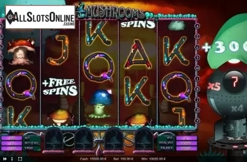 Bonus Game screen. Atomic Mushrooms from Thunderspin