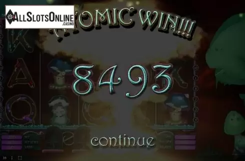 Big win screen. Atomic Mushrooms from Thunderspin