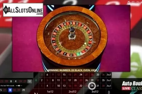 Game Screen. Auto Roulette Classic 1 Live from Authentic Gaming
