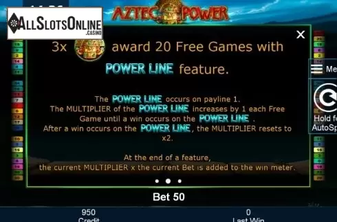 Paytable 2. Aztec Power from Greentube