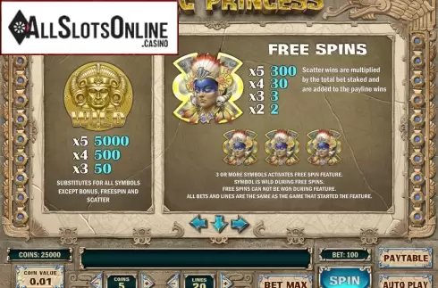 Screen3. Aztec Princess from Play'n Go