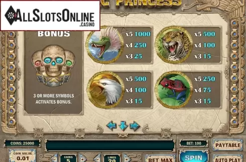 Screen4. Aztec Princess from Play'n Go