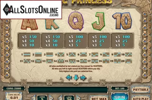 Screen5. Aztec Princess from Play'n Go