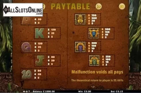 Paytable 1. Aztec Temple (Join Games) from Join Games