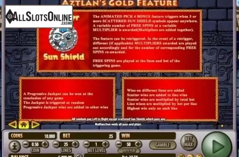 Paytable 2. Aztlan's Gold from Habanero