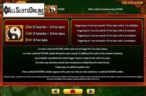 Paytable 3. Bruce Lee Dragon's Tale from WMS