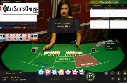 Game Screen. Baccarat Super 6 Live Casino from Ezugi