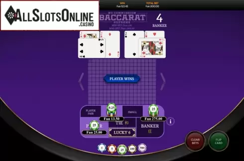 Win Screen 1. Baccarat Supreme No Commission from OneTouch
