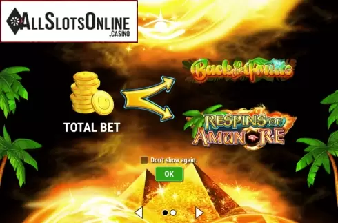 Win Screen. Back to the Fruits Respins of Amun-Re from Gamomat