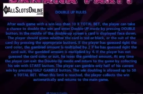 Paytable 3. Banana Party from Casino Technology