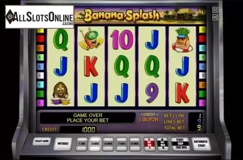 Reels screen. Banana Splash from Novomatic