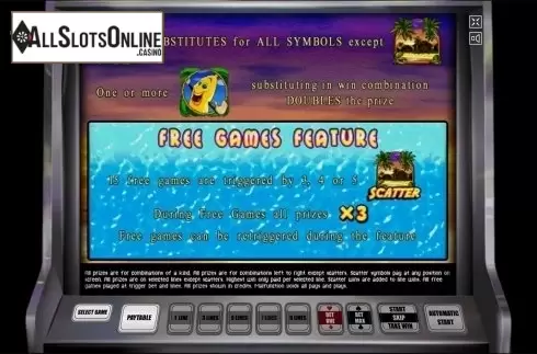 Paytable 2. Banana Splash from Novomatic