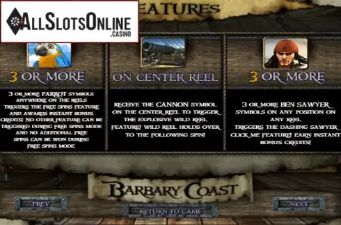 Paytable 2. Barbary Coast from Betsoft