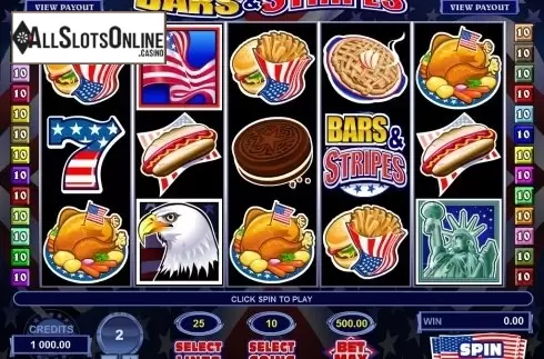 Reels screen. Bars and Stripes from Microgaming