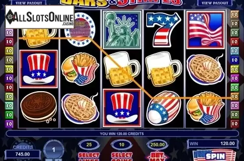 Win screen. Bars and Stripes from Microgaming
