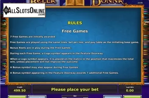 Paytable 4. Bella Donna from Greentube