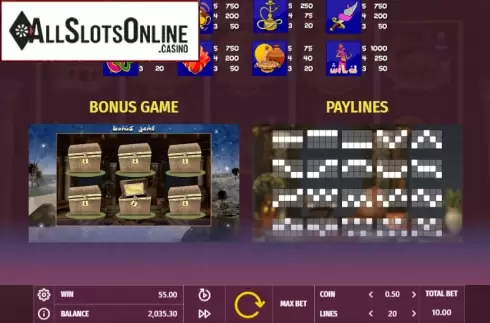 Paytable 2. Belly Dance from We Are Casino