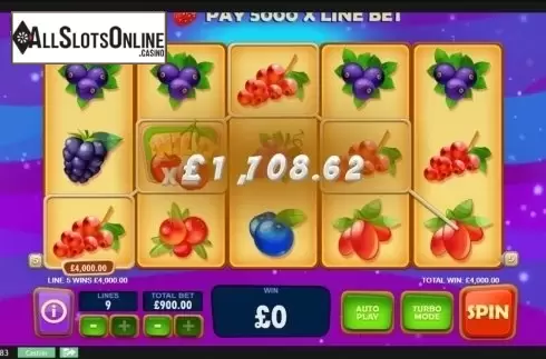 Win screen. Berry Berry Bonanza from Playtech