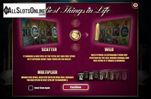 Win presentation. Best Things in Life from iSoftBet