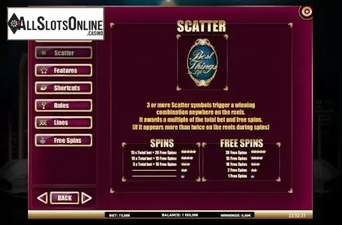 Paytable 2. Best Things in Life from iSoftBet