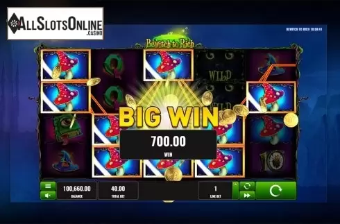 Big win screen. Bewitch to Rich from Playreels
