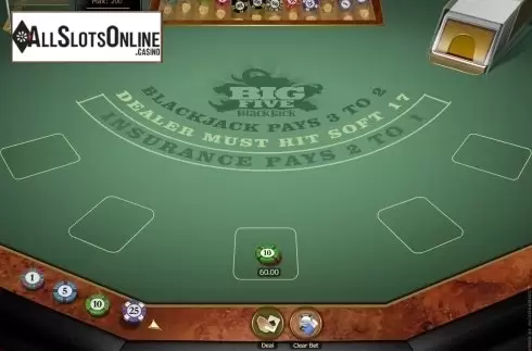 Game Screen. Big 5 Blackjack Gold from Microgaming