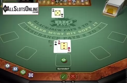 Game Screen. Big 5 Blackjack Gold from Microgaming